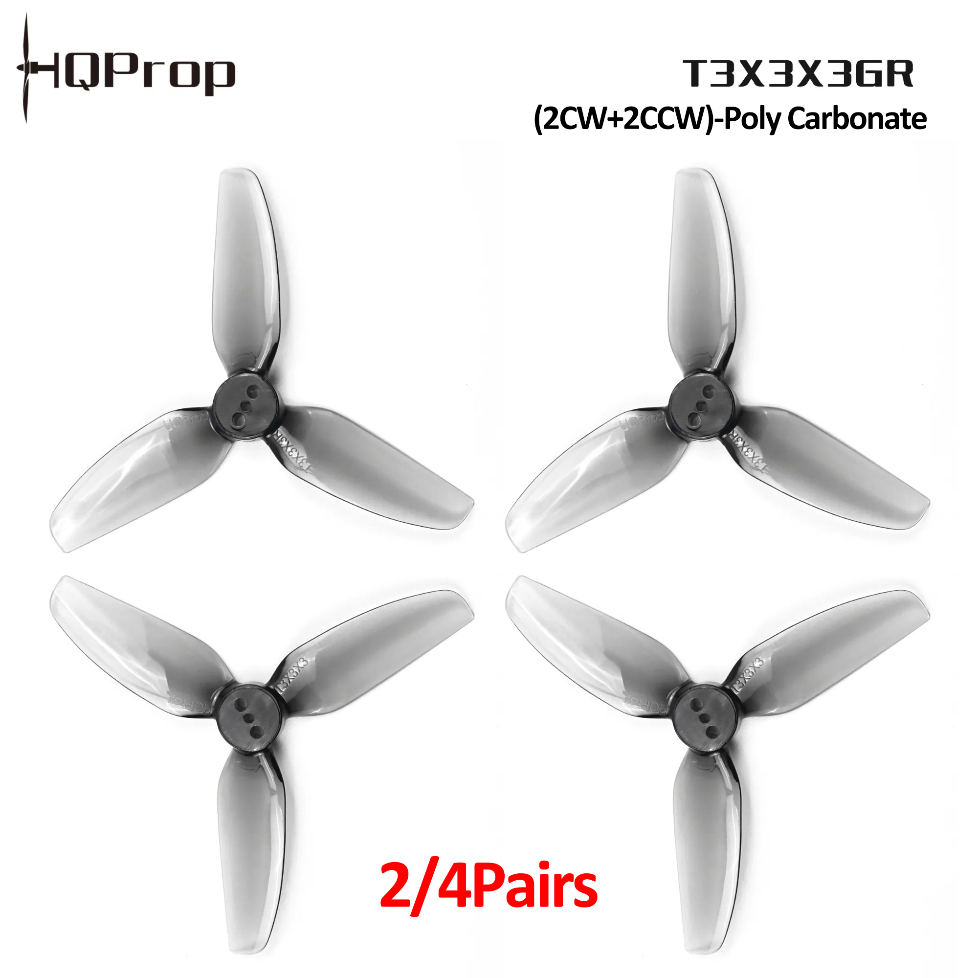 2/4 Pairs HQProp T3X3X3GR Prop - огляд і ціна Drone Racing Motor